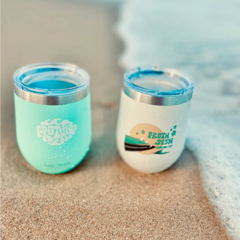Insulated Aqua Frothing Beachy Surf Coffee Tea Tumbler Cup 12oz